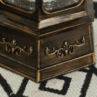 HOMCOM Farol Navidad con Música y Luces Bola de Nieve con Papá Noel Purpurina en Espiral para Decoración Navideña Bronce(m-8)