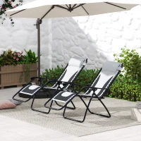 Outsunny Zero Gravity Lounger Chair Set of 2, Folding Reclining Patio Chair with Padded Seat, Cup Holder, Soft Cushion and Headrest for Poolside, Camping, Grey(m-8)