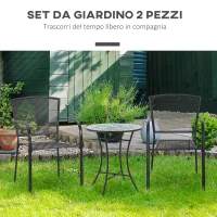 Outsunny Set 2 Sedie da Giardino in Metallo, per Cortile, Patio e Terrazza, Nero(m-4)