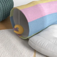 PawHut Katzentunnel Katzenspielzeug,  2 Spielzeuge, 1 Liegepolster, verspieltes Design, 105 cm x 65 cm x 28 cm, Mehrfarbig(m-8)