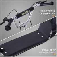 HOMCOM Patinete Scooter para Niños de +5 Años con Neumáticos Inflables Grandes de 16 Pulgadas con Frenos y Manillar Ajustable en Altura 143x58x92-100 cm Negro(m-6)
