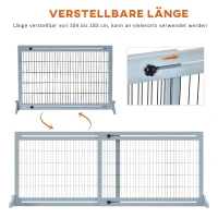 PawHut Hundeschutzgitter, Treppenschutzgitter, 180 cm hoch, höhenverstellbar, Grau + Schwarz(m-4)