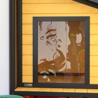 PawHut Hundehütte, aufklappbares Asphaltdach, Vorhang, 71x58x53/77 cm, Schwarz/Gelb(m-9)