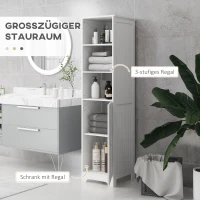 HOMCOM Badezimmerschrank Badschrank Toilettenschrank, 40 cm x 38 cm x 160 cm, Weiß(m-4)
