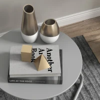 Outsunny Table basse de jardin ronde, table d'appoint extérieur, Ø60 cm, patins antidérapants réglables, métal époxy, gris(m-7)