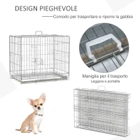 PawHut Kennel Gabbia per Cani Pieghevole in Acciaio Galvanizzato, Porta con Blocco e Fondo Rimovibile(m-4)