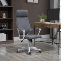 Vinsetto Office Chair, Ergonomic Desk Chair, High Back Study Chair with Headrest and Lumbar Back Support, Adjustable Height for Home and Work, Grey(m-2)