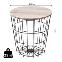 HOMCOM Wood Metal Coffee Round Table W/ Storage Sofa End Side Coffee Table Bedroom Living Room Furniture- Natural Wood Color(m-3)