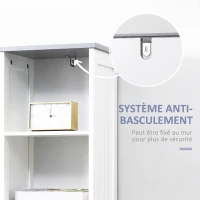 kleankin Meuble colonne de salle de bain avec placard 3 compartiments et tiroir - dim. 34L x 30P x 163H cm - MDF Blanc(m-7)