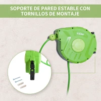 Outsunny Carrete para Manguera Enrollable Carro de Manguera de Jardín 10m Roll-up Automático con Pistola de Pulverización(m-6)