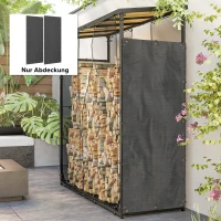 Outsunny Abdeckung für Brennholzregal, 2er-Set, wetterfest & staubdicht, 148 x 62 cm, Schwarz(m-7)