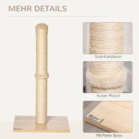 PawHut Kratzstamm für Katzen Kratzsäule aus Sisal stabiler Kratzbaum Kratz Spielzeug Katze mit Ball 60 cm Spanplatte Sisal Beige+Eiche 34 x 34 x 60 cm(m-5)