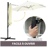 Outsunny Parasol déporté octogonal mât en acier diamètre 256 cm beige(m-4)