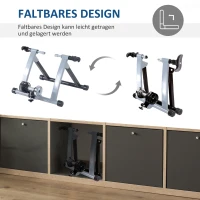 HOMCOM Rollentrainer Fahrrad Rennrad Heimtrainer Trainer faltbar Magnetbremse Silber 54,5 x 47,2 x 39,1 cm(m-5)