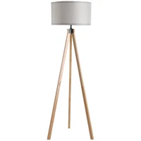 HOMCOM Floor Lamp with Elegant Wood Tripod, Free Standing E27 Bulb Lamp Versatile Use For Home Office - Grey(m-11)