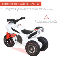 HOMCOM Laufrad, Rutscher, Kindermotorrad, 18-36 Monate, Musik/Licht, bis 20 kg, Weiß/Rot(m-7)