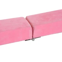 HOMCOM Poutre de gymnastique pliable poutre d'équilibre antidérapante 2,1 m revêtement daim rose(m-7)