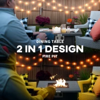 Outsunny 71 x 71cm 40000 BTU Gas Firepit Table - Black/Dark Grey(m-4)