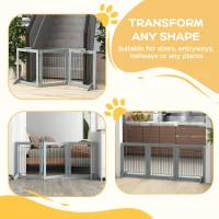 PawHut Foldable Pet Gate, with Three Panels & Two Support Feet - Grey(m-4)