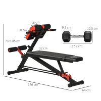 HOMCOM Multifunction Weight Bench with 2 Dumbbells, 7-Level Adjustable Hyper Extension Sit-up Bench(m-3)
