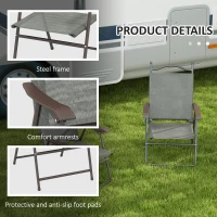 Outsunny Set of Two Folding Garden Chairs, with Fabric Mesh Seats - Dark Grey(m-6)
