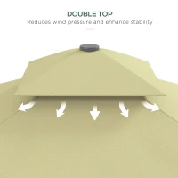 Outsunny 2.5m Square Double Top Garden Parasol Cantilever Umbrella with Ruffles, Beige(m-6)