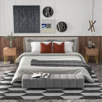 HOMCOM Bedside Table Set of 2 with Drawer, Wooden Nightstand, Modern Sofa Side Table with Gold Tone Metal Legs for Bedroom(m-10)