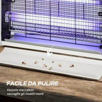 Outsunny Zapper per Insetti e Zanzare da 20W a Luci LED UV con Vassoio Rimovibile, in ABS e Metallo, 39x8x28 cm(m-7)