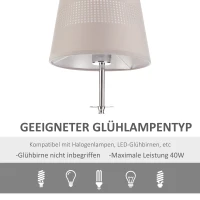 HOMCOM Tischlampe Nachttischlampe 54 cm Tischleuchte mit Stoff Schirm für Schlafzimmer Wohnzimmer Schreibtischlampe moderne Stil E27-Fassung 40 W Acryl Metall Grau(m-6)