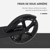 HOMCOM Trottinette Pliable Hauteur Guidon réglable sur 4 Niveaux système de freinage arrière pour enfant adolescent pois max. 100KG dim. 88L x 37l x 75-100H cm Noir(m-4)