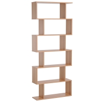 HOMCOM Bookcase, 6 Tier Shelf S Shaped Bookshelf, Storage Unit, Display Shelf for Living Room, Bedroom, Home Office, Plant, Maple