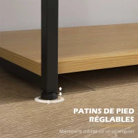 HOMCOM Étagère de rangement bibliothèque 5 niveaux style industriel structure en acier 111,5 x 32 x 170 cm noir et couleur bois(m-7)