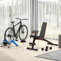 HOMCOM Rollentrainer, Radtrainer, 8 Widerstandsstufen, klappbar, für 26-29'', blau, 77 x 56 x 47,5 cm(m-9)