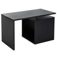 HOMCOM Table basse contemporaine design géométrique carré rectangulaire 77L x 40l x 44H cm noir mat(m-7)
