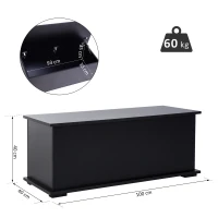 HOMCOM Truhe Aufbewahrungsbox Sitztruhe mit Stauraum Sicherheitsscharniere Holzkiste mit klappbarem Deckel für Wohnzimmer, Schlafzimmer, Spanplatte Schwarz 100 x 40 x 40cm(m-3)
