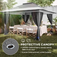 Outsunny 3.6 x 3.6m Pop-Up Gazebo, with Accessories - Grey(m-6)