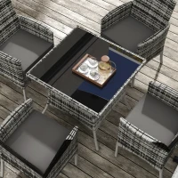 Outsunny Five-Pieces Rattan Dining Set - Mixed Grey(m-8)