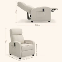HOMCOM Fauteuil de Relaxation et Massage électrique avec Inclinaison Manuelle Dossier Repose-Pied réglable revêtement synthétique Crème(m-3)