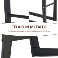 HOMCOM Porta Legna Verticale in Metallo Nero da Interni ed Esterni con Portata 100 kg max, 60x25x150 cm(m-6)