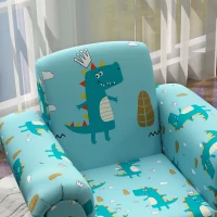 AIYAPLAY 2 Piece Kids Sofa Set with Dinosaur Design, Wooden Frame, for 1.5-3 Years Old, Blue(m-8)