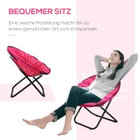 Outsunny Campingstuhl Faltbar Campingsessel mit Lehne, Klappstuhl bis 120kg, gepolstert Moonchair Extra Breit, Faltsessel Outdoor Stuhl für Garten, Balkon, Camping, Rosa(m-5)
