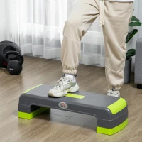 HOMCOM Aerobic Step with 3-Level Adjustable Heights for Home, Office Exercise, Grey and Green(m-2)