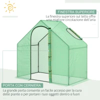 Outsunny Serra da Giardino con Porta a Cerniera e Presa d'Aria, 4 Funi e Paletti Inclusi, 180x100x168 cm, Verde(m-4)