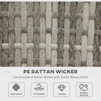 Outsunny Outdoor PE Rattan Gas Fire Pit Table, Patio Square Propane Heater with Rain Cover, Glass Windscreen, and Lava Stone, 50,000 BTU, Grey(m-7)