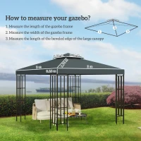 Outsunny Gazebo Roof Replacement, for 3 x 3(m) Frames - Grey(m-3)