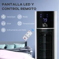 HOMCOM Enfriador de Aire Bajo Consumo 3 en1 Oscilante Humificador con 3L Control Remoto Pantalla LED 3 Velocidades 3 Modos y Temporizador 12h Climatizador Evaporativo Torre 33x26x105 cm Blanco(m-7)