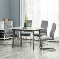 HOMCOM Set de 4 Sillas de Comedor Sillas de Cocina Tejido de Microfibra con Asiento Acolchado y Patas de Metal 45x61x98 cm Gris(m-6)