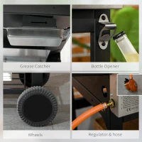 Outsunny 12kW Deluxe Duo Gas BBQ, with Grill, Plancha and Side Burner - Black(m-8)