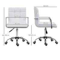 Vinsetto PU Leather Home Office Chair, Makeup Vanity Desk Chair with Mid Back, Armrest, Swivel Wheels, Adjustable Height, White(m-3)