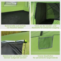Outsunny Campingzelt Kuppelzelt Familienzelt 2 Schlafkabinen 4-8 Personen L405 x B305 x H225cm(m-6)